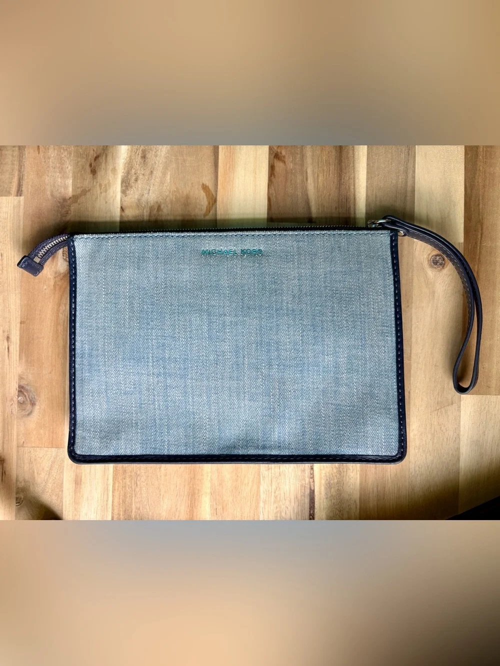Michael Kors Cooper Denim Wristlet with Buckle Like New